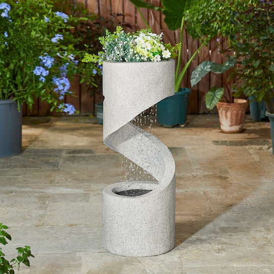 Glitzhome® 31" Curving Shaped Outdoor Fountain with LED Light